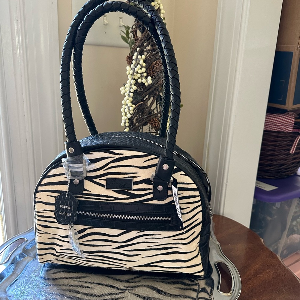 Isabella Adams Zebra Bowler Bag